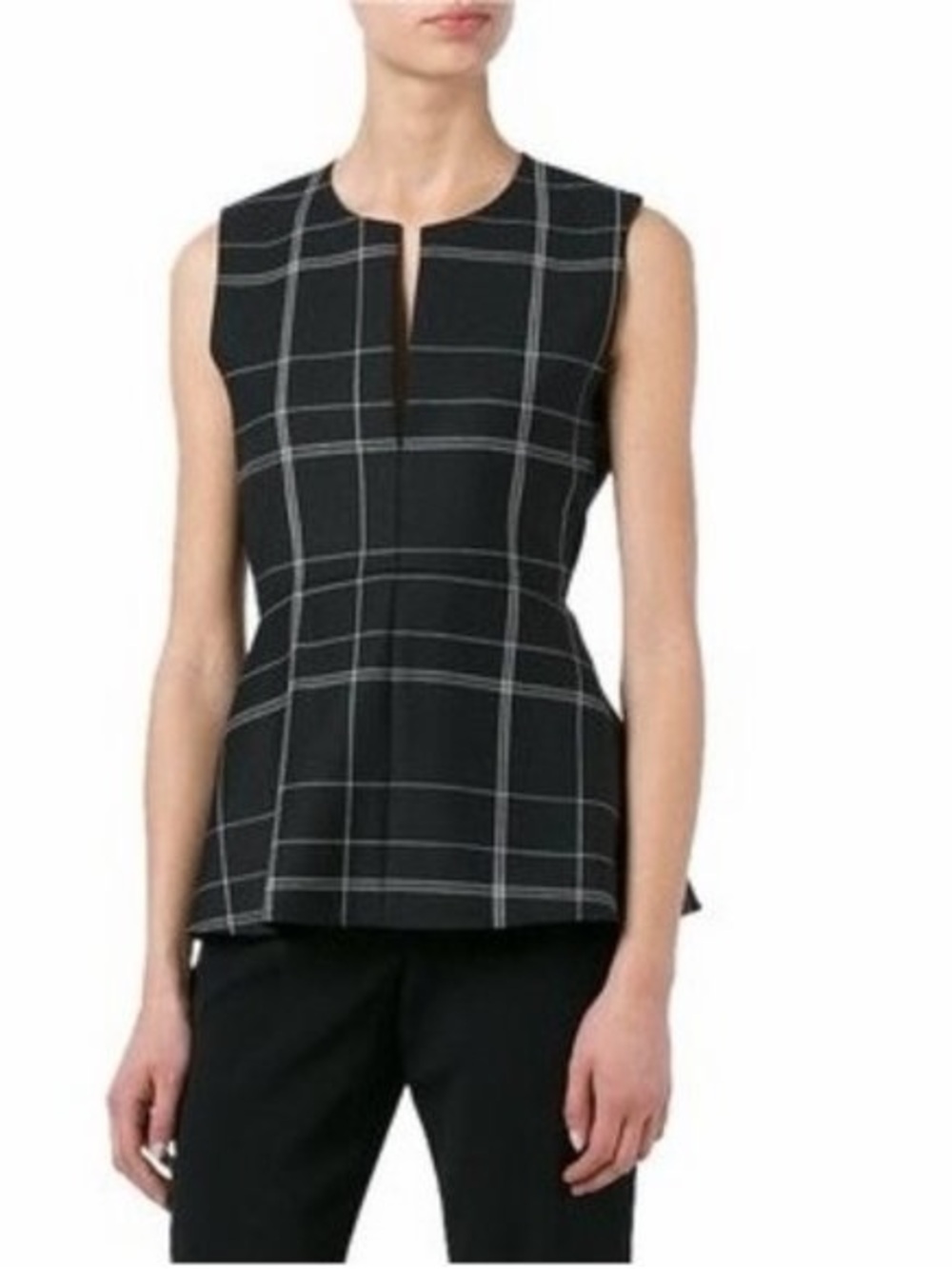 Theory "Ralnaka B" Burren Check Peplum Top - Size Medium - NWOT